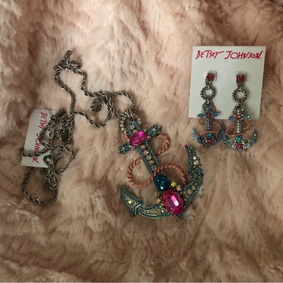 Betsey Johnson Multicolor Anchor Necklace Set